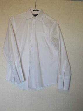 Damon Men's White Dress Shirt - French Cuffs (cuff link ready) 15"x32-33" (34)